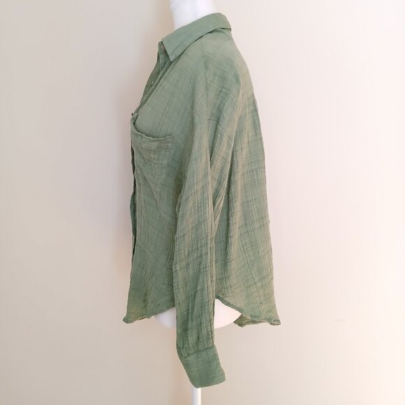 Free People Oversized Billowy Gisabelle Shirt Green Size XS - Picture 5 of 10